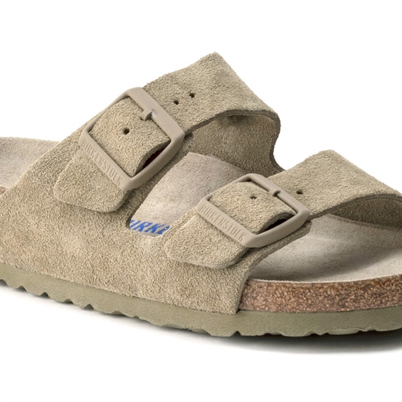 Birkenstock Arizona Suede Leather Sandaler, Faded Khaki